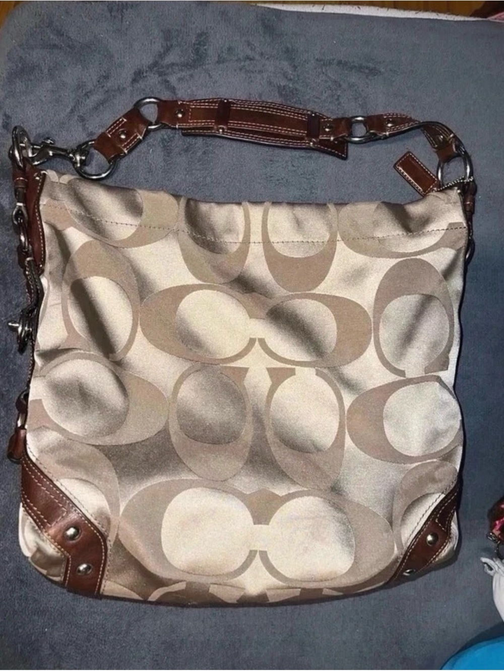 Coach Hobo Bag in Khaki and Brown Signature Canvas